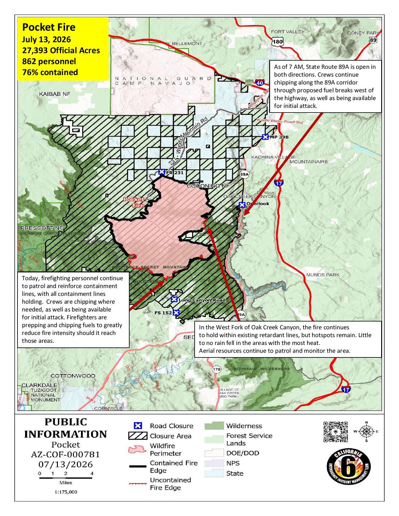 Pocket Fire Activity Map 07/13/2026