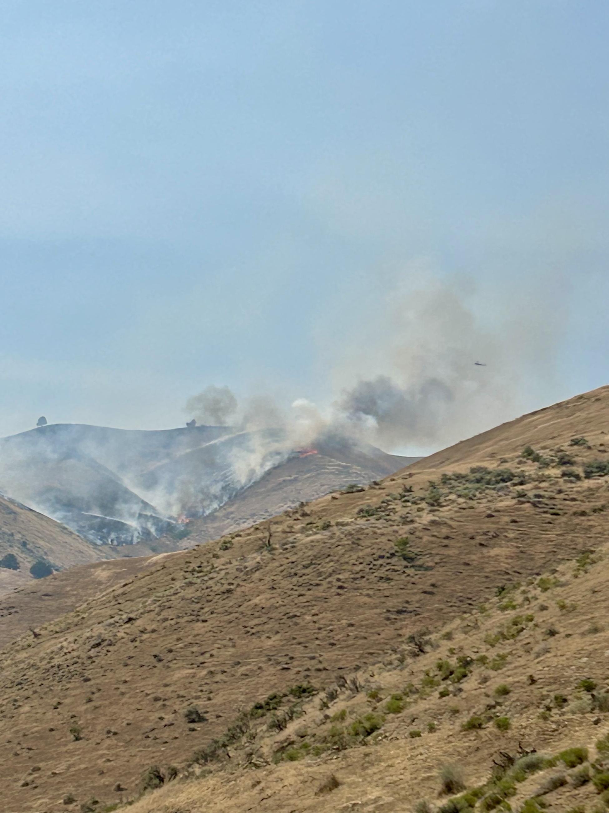 Smoke column on hillside