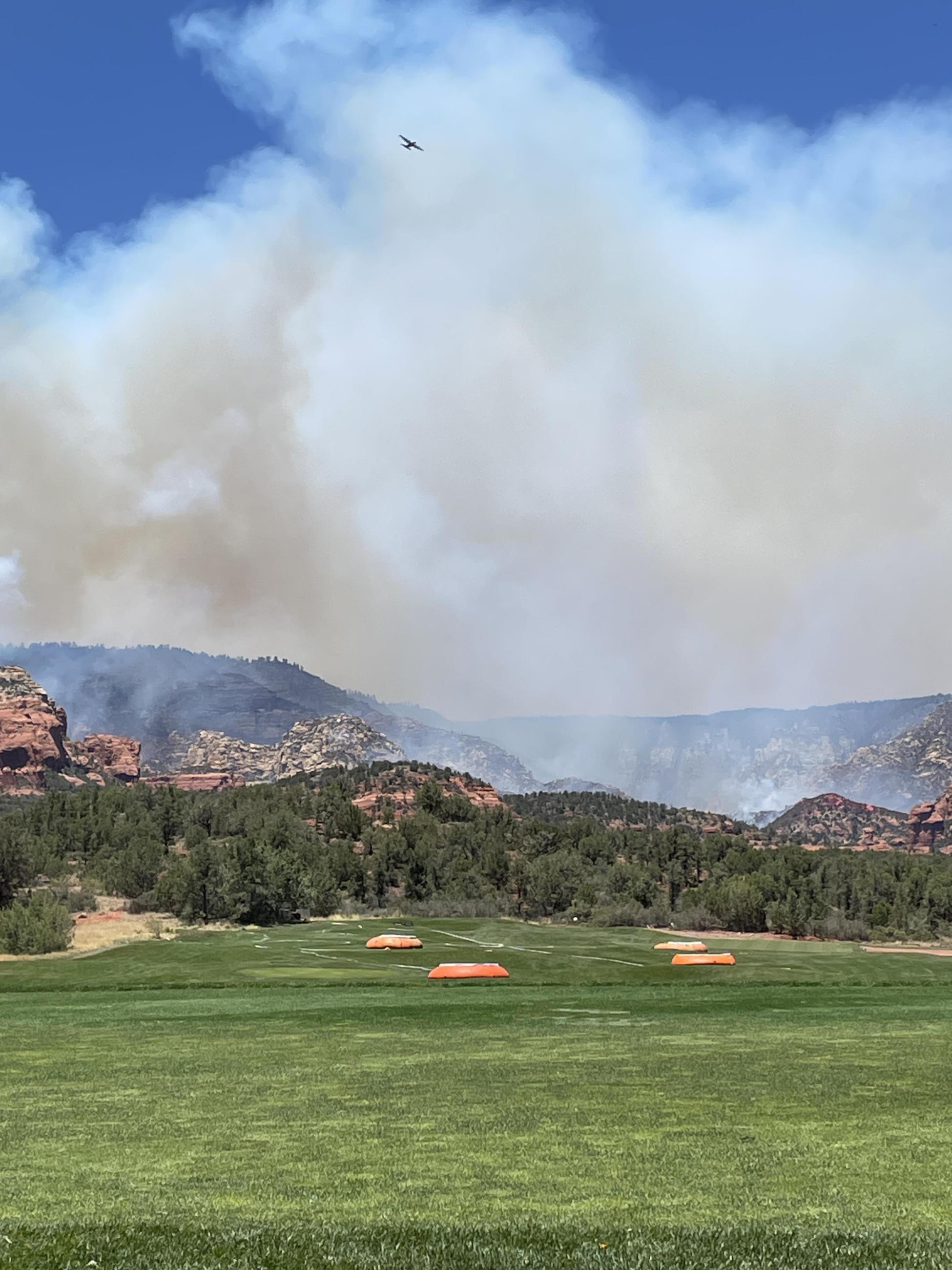 A Large Air Tanker Works in the Smoke